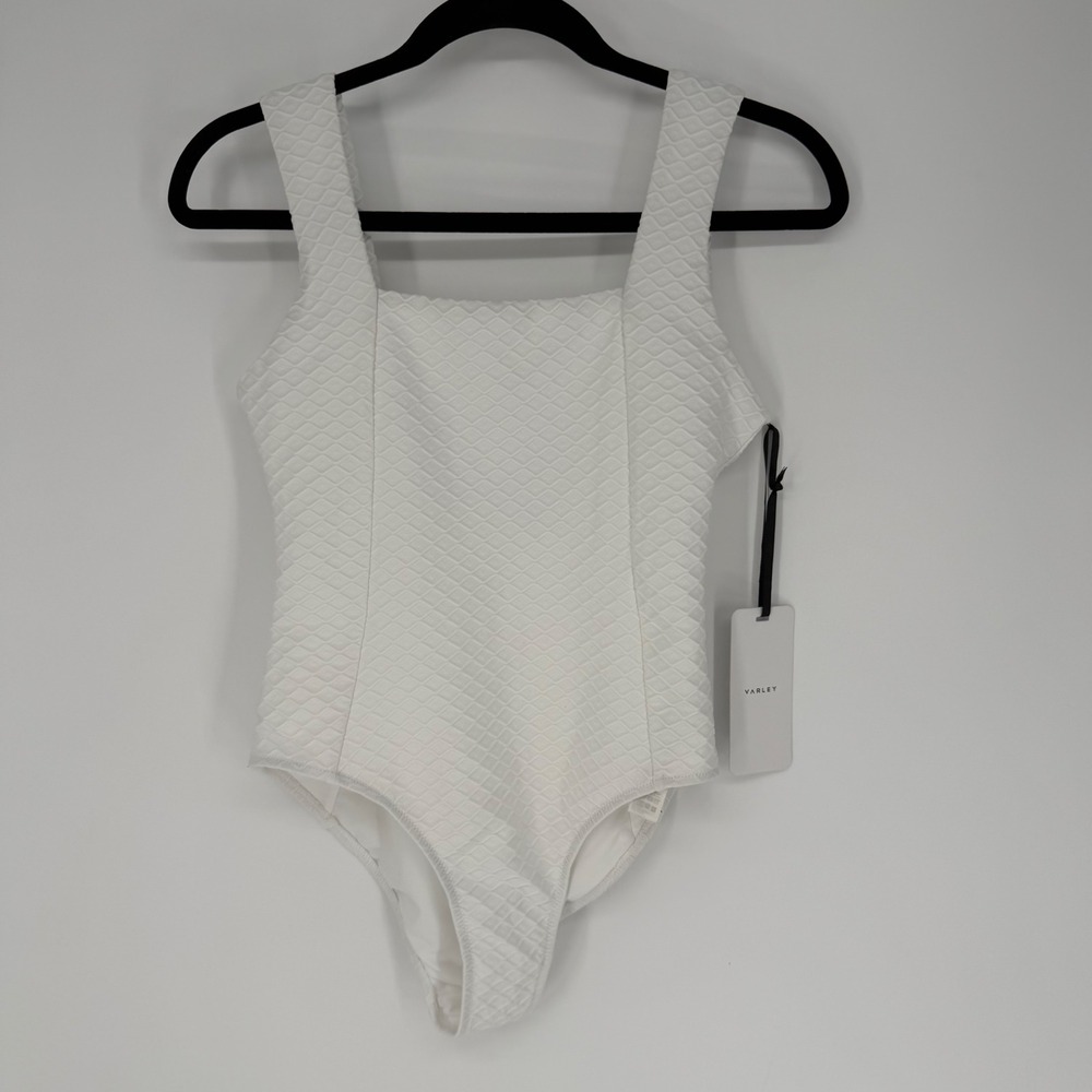 VARLEY ANSON SWIMSUIT NWT MEDIUM WHITE DIAMOND JACQUARD COMPRESSIVE SCULPTING
